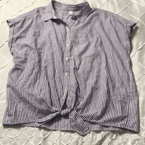 Old Navy Purple Striped Button Down Shirt